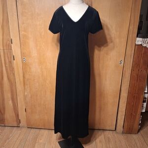 Vintage 1990's Express Tricot Black Velvet Dress, Size 9/10